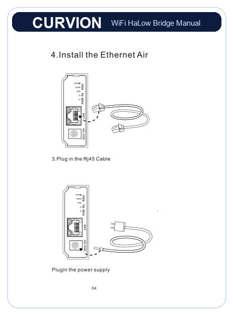 CURVION WiFi HaLow RJ45 and power connection